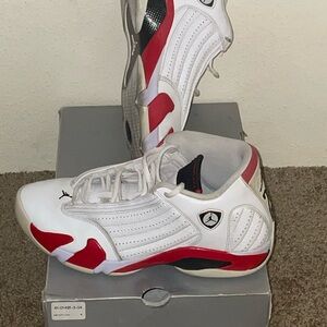 Jordan White Red Leather High-Top Sneakers